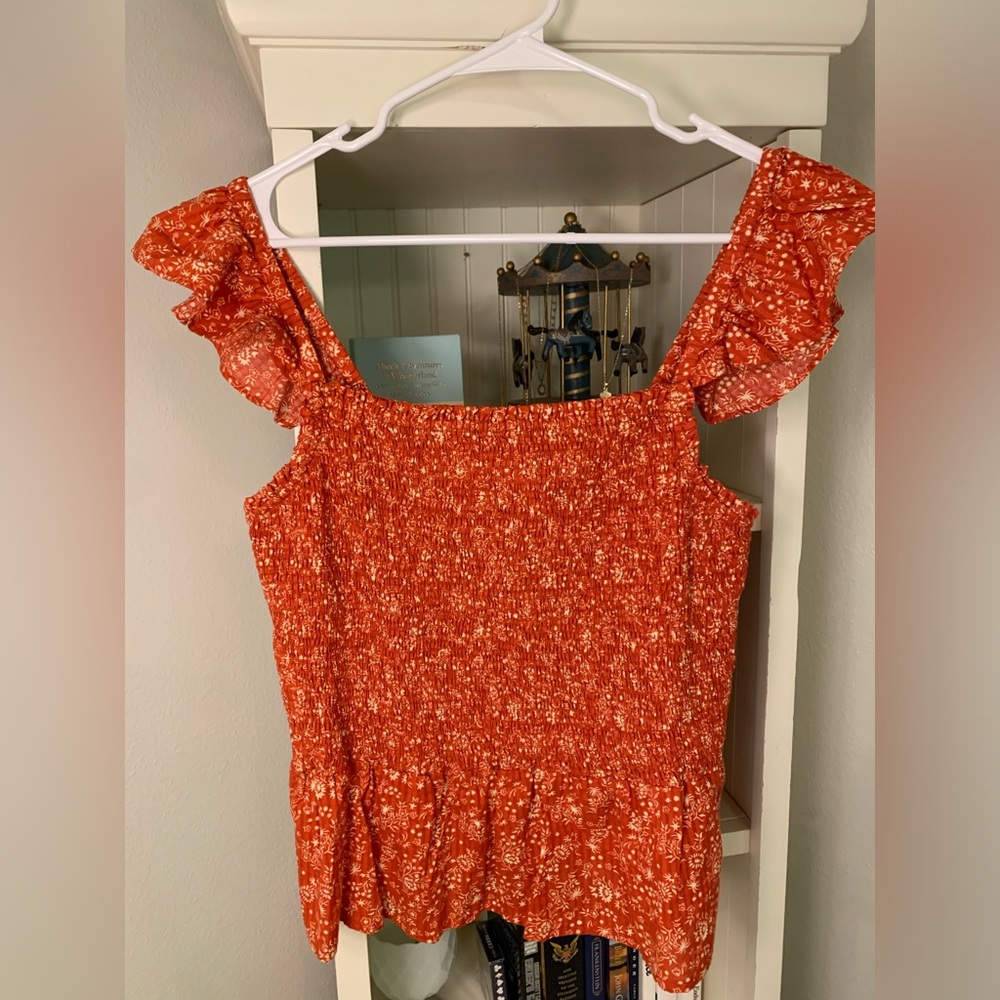 Madewell Lucie Smocked Peplum Top in Piazza Floral Size 12